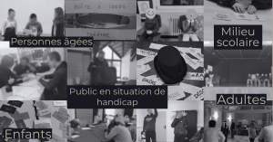 ateliers sociaux éducatifsJe mène des ateliers sociaux éducatifs en : EHPAD, Foyers, PJJ, classes relais, PRE, écoles, collèges, lycées, communes, centres culturels, centres socio-culturels, hôpitaux, prisons 